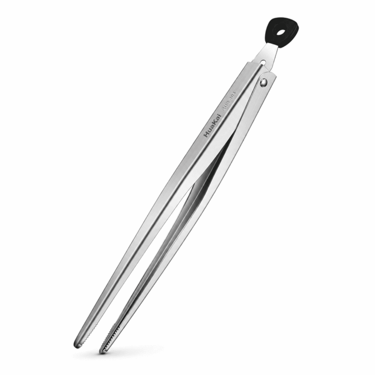ATEAMIR 12-Inch Stainless Steel Kitchen Tongs, Locking Serrated Tips, Heat Resistant to 600°F