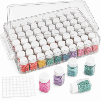 ATEAMIR 54-Slot Bead Organizer with Labels, Diamond Painting Storage Box with 54 Small Containers