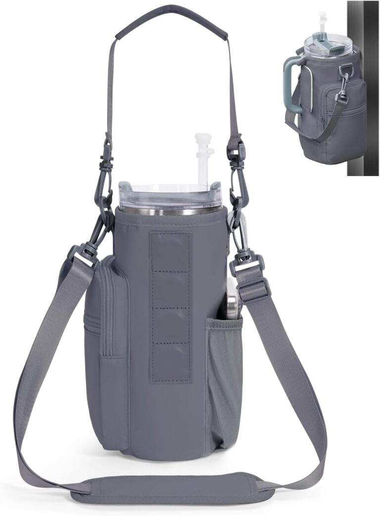 ATEAMIR 40oz Crossbody Water Bottle Holder, Insulated Tumbler Carrier Bag with Phone Pocket, Adjustable Strap, Hands-Free Sling for Hiking Gym Travel, Grey