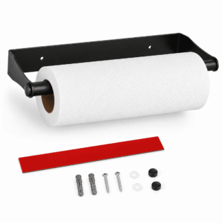 ATEAMIR Under Cabinet Paper Towel Holder, Black Stainless Steel Wall-Mount Roll Rack for Kitchen, RV and Garage