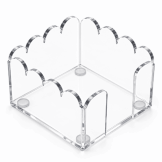 ATEAMIR 3x3 Inch Acrylic Sticky Note Holder, Scalloped Edge Cute Post It Note Dispenser with Wave Design, Clear Notepad Organizer for Office Desk Dorm Classroom