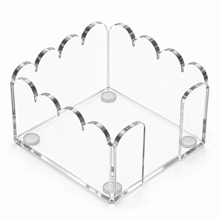 ATEAMIR 3x3 Inch Acrylic Sticky Note Holder, Scalloped Edge Cute Post It Note Dispenser with Wave Design, Clear Notepad Organizer for Office Desk Dorm Classroom