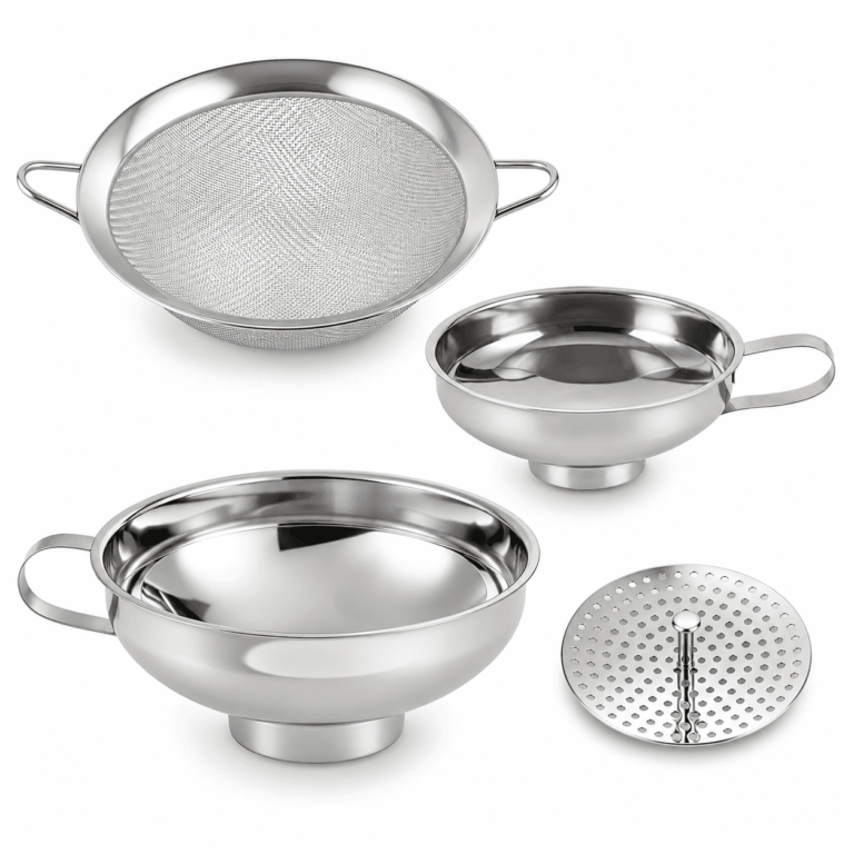 ATEAMIR 4-Piece Stainless Steel Canning Funnel Set with Wide Mouth Funnel, Strainer and Mesh Filter