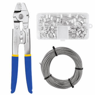 ATEAMIR Wire Rope Crimping Tool Kit with 66 ft 1/16 in Stainless Steel Cable, 160 Sleeves and 12 Thimbles