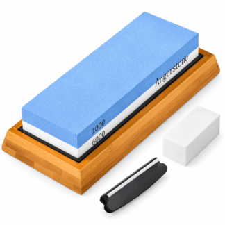 ATEAMIR 1000/6000 Grit Whetstone Knife Sharpening Kit with Bamboo Base, Angle Guide and Flattening Stone