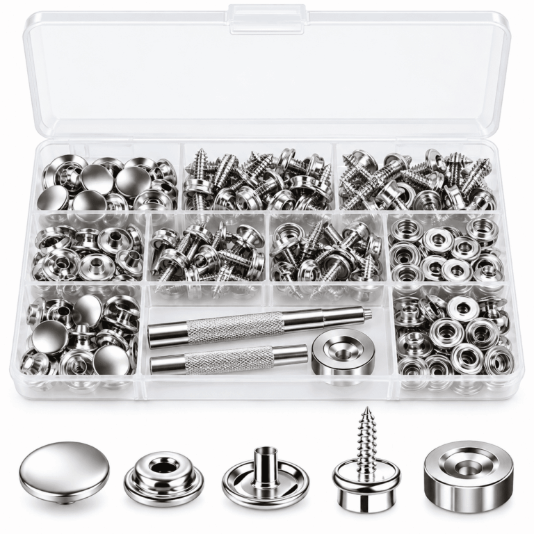 ATEAMIR 150-Piece Canvas Snap Button Kit, 3/8 in 304 Stainless Steel with Tools and Screws
