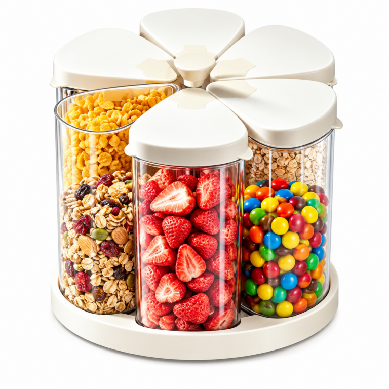 ATEAMIR 6-Pack 23 oz Clear PET Food Storage Containers with Dual Pour Lids, Lazy Susan