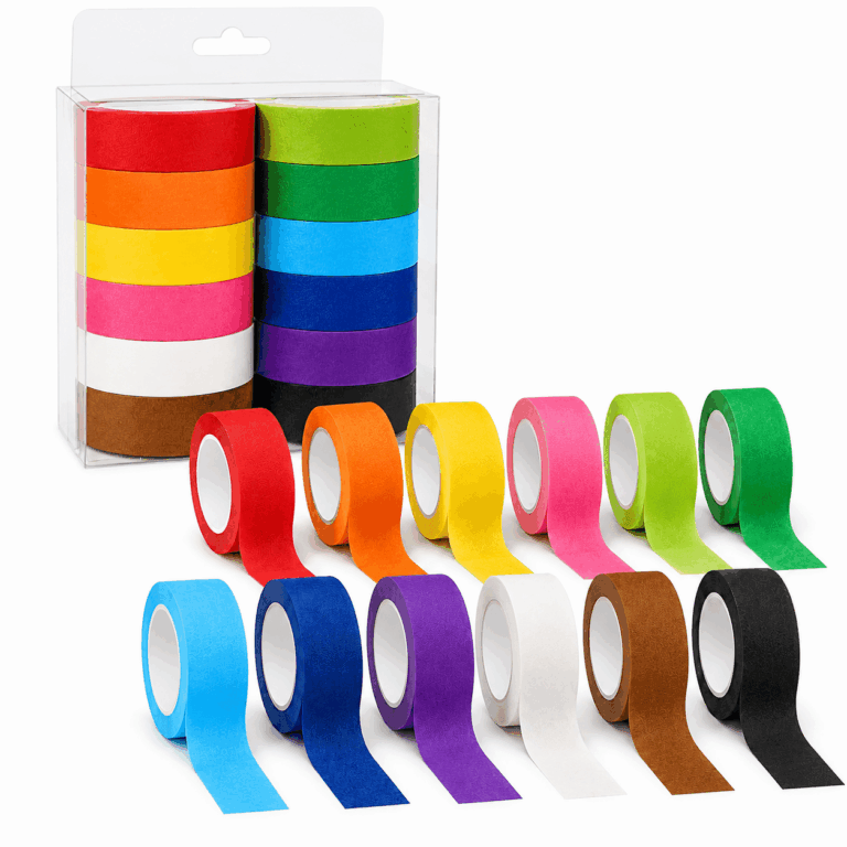 ATEAMIR 12-Color Masking Tape Set, 1 in x 22 yd, 12 Rolls, 264 Total Yards with Storage Box