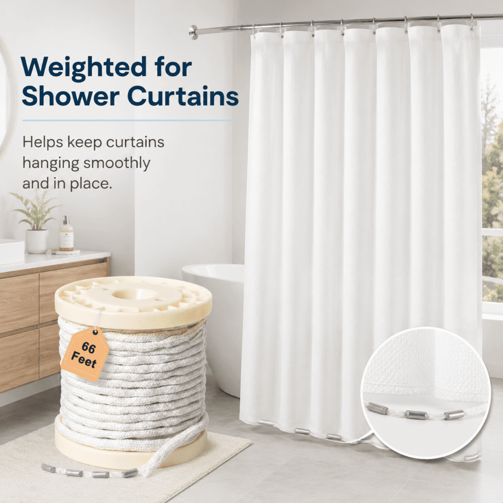 ATEAMIR 66 ft Curtain Weight Tape, 40 g/m Weighted Drapery Rope for Shower Curtains and Tulle
