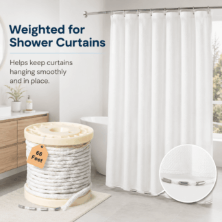 ATEAMIR 66 ft Curtain Weight Tape, 40 g/m Weighted Drapery Rope for Shower Curtains and Tulle
