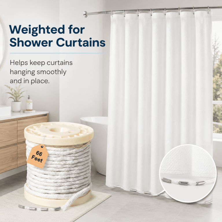 ATEAMIR 66 ft Curtain Weight Tape, 40 g/m Weighted Drapery Rope for Shower Curtains and Tulle