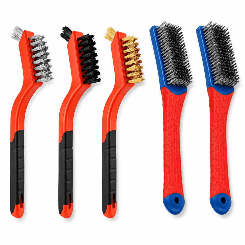 ATEAMIR 5-Piece Wire Brush Set, Steel, Brass, Nylon and Stainless Steel Cleaning Brushes