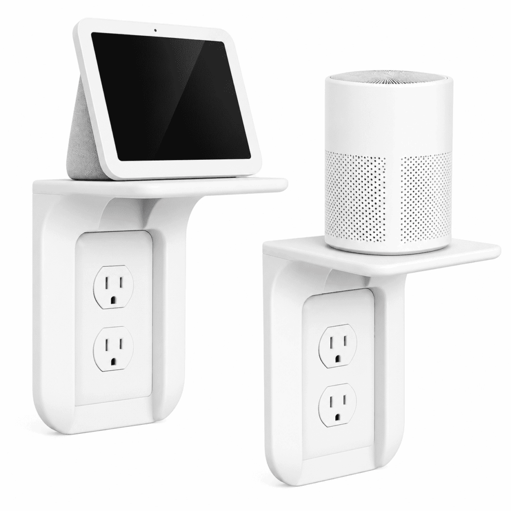 ATEAMIR 2-Pack Outlet Shelf Wall Organizer with Cable Management, White ABS